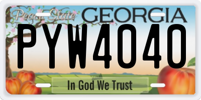 GA license plate PYW4040