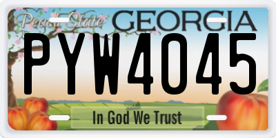 GA license plate PYW4045