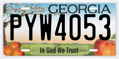 GA license plate PYW4053