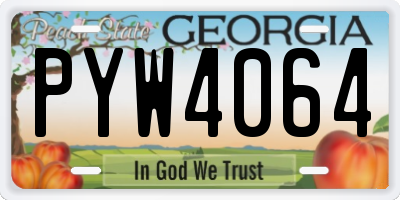 GA license plate PYW4064