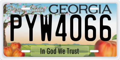 GA license plate PYW4066