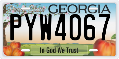 GA license plate PYW4067