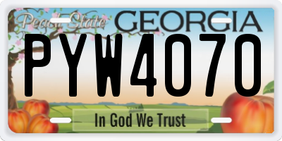 GA license plate PYW4070