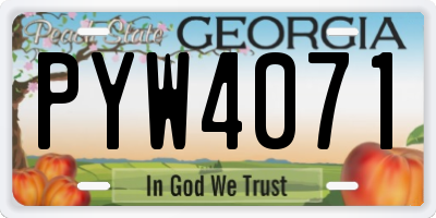 GA license plate PYW4071