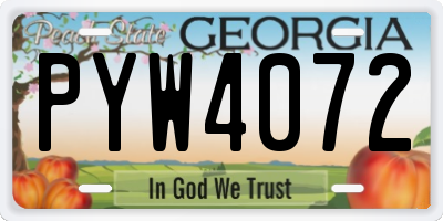 GA license plate PYW4072