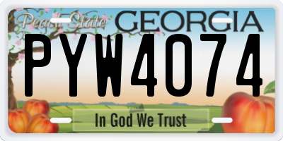 GA license plate PYW4074