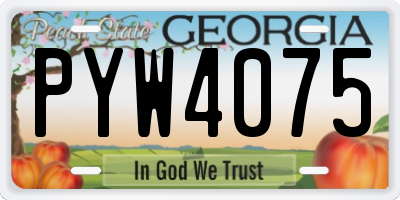 GA license plate PYW4075