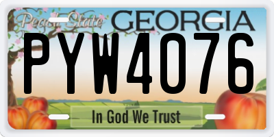 GA license plate PYW4076