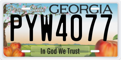 GA license plate PYW4077