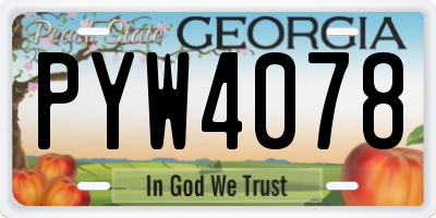 GA license plate PYW4078