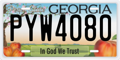 GA license plate PYW4080