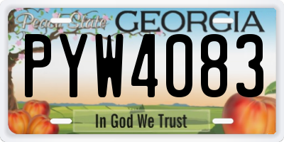 GA license plate PYW4083