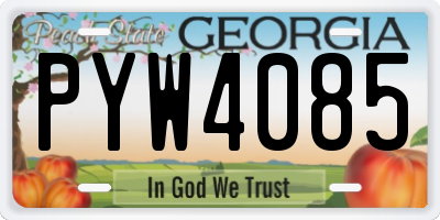 GA license plate PYW4085