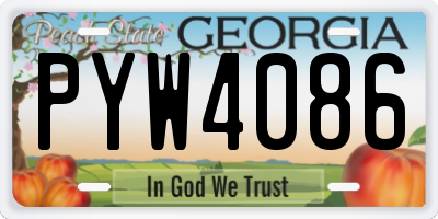 GA license plate PYW4086