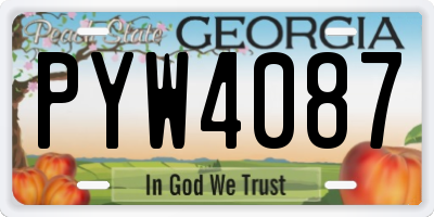 GA license plate PYW4087