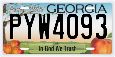 GA license plate PYW4093