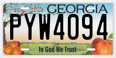 GA license plate PYW4094
