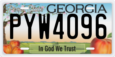 GA license plate PYW4096