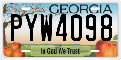 GA license plate PYW4098