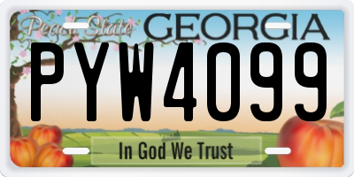 GA license plate PYW4099