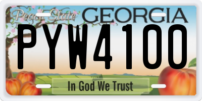 GA license plate PYW4100