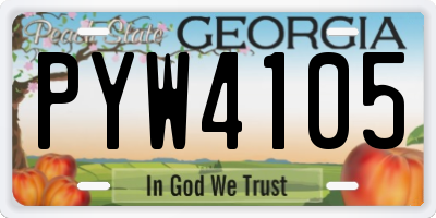 GA license plate PYW4105