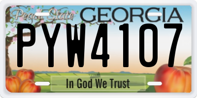 GA license plate PYW4107