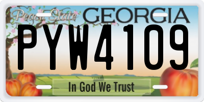 GA license plate PYW4109