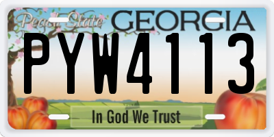 GA license plate PYW4113