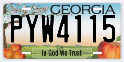 GA license plate PYW4115