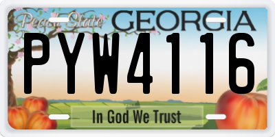 GA license plate PYW4116