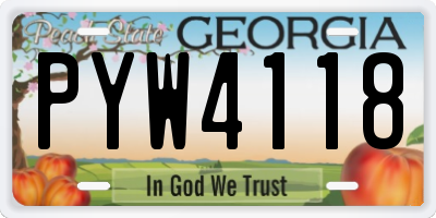 GA license plate PYW4118