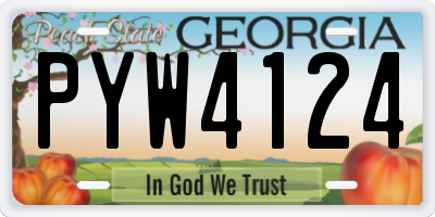 GA license plate PYW4124