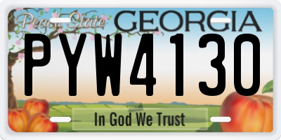 GA license plate PYW4130