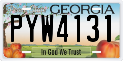 GA license plate PYW4131