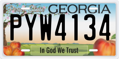 GA license plate PYW4134