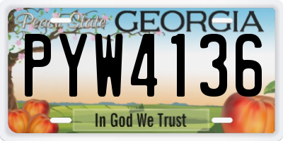 GA license plate PYW4136