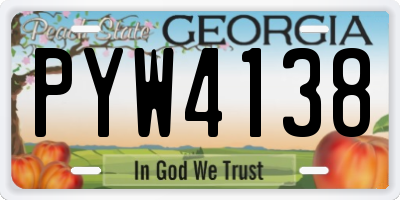 GA license plate PYW4138