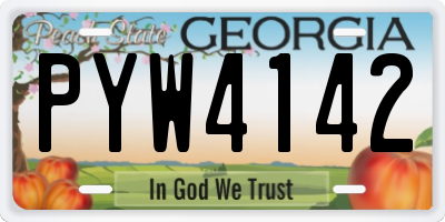 GA license plate PYW4142