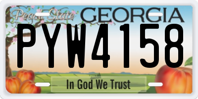 GA license plate PYW4158
