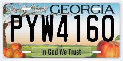 GA license plate PYW4160