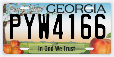 GA license plate PYW4166