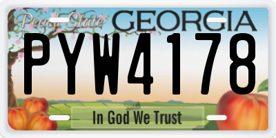 GA license plate PYW4178