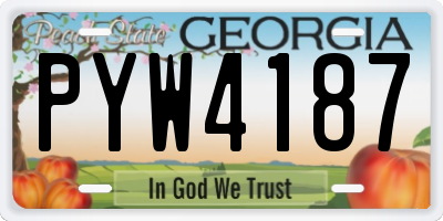 GA license plate PYW4187
