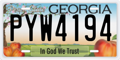 GA license plate PYW4194