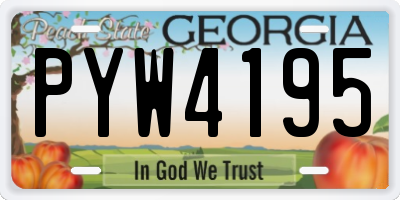 GA license plate PYW4195