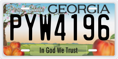 GA license plate PYW4196