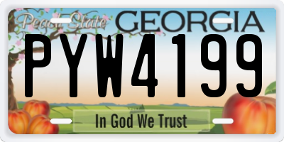 GA license plate PYW4199