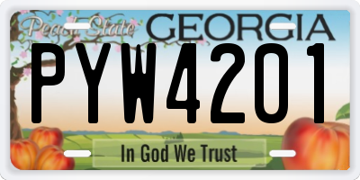 GA license plate PYW4201