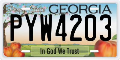 GA license plate PYW4203